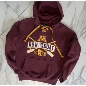 Minnesota Gophers Lace-Up Hoodie ROW THE BOAT Mens S Embroidered SKI‎ U MAH EUC!